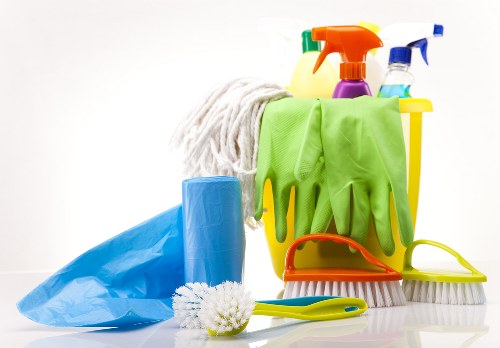 Technician preparing carpet cleaning appointment details